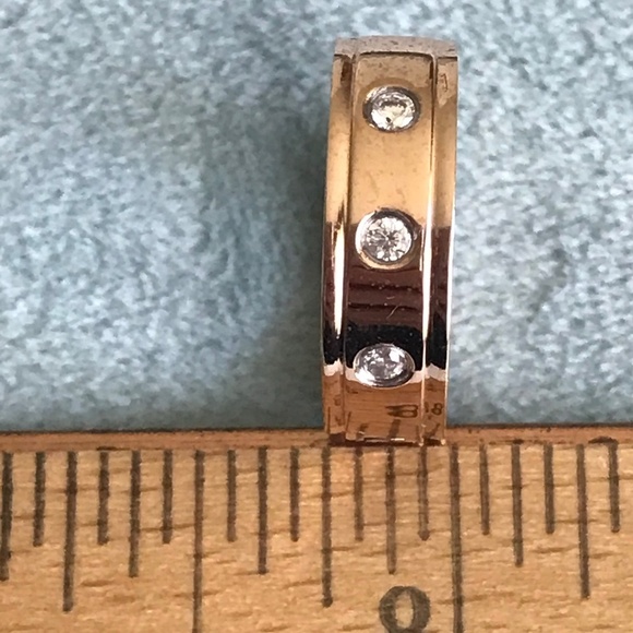 Rose Steel and CZ Hugger Hoop Earrings - Picture 3 of 6